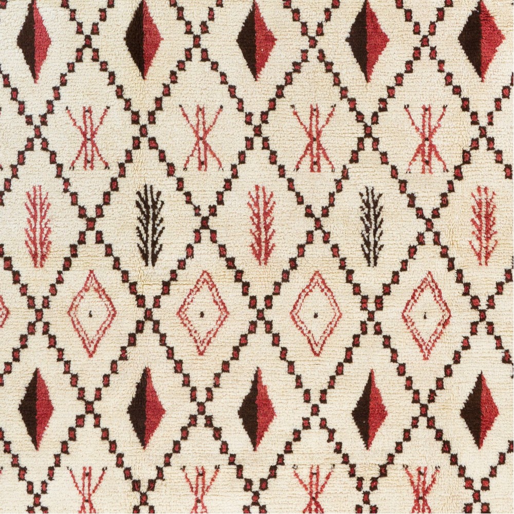 Modern Moroccan Tulu Rug in Beige, Red & Brown. 100% Wool. Made-to-order, Customizable