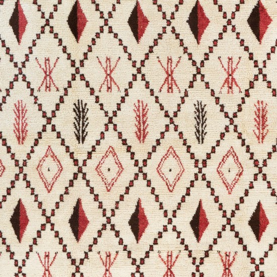 Modern Moroccan Tulu Rug in Beige, Red & Brown. 100% Wool. Made-to-order, Customizable