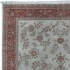 Vintage Handmade Floral Design Turkish Oversize Rug in Beige & Red Colors