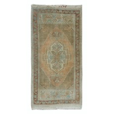 Vintage Anatolian Oushak Accent Rug in Muted Colors. Handmade Door Mat, Bath Mat