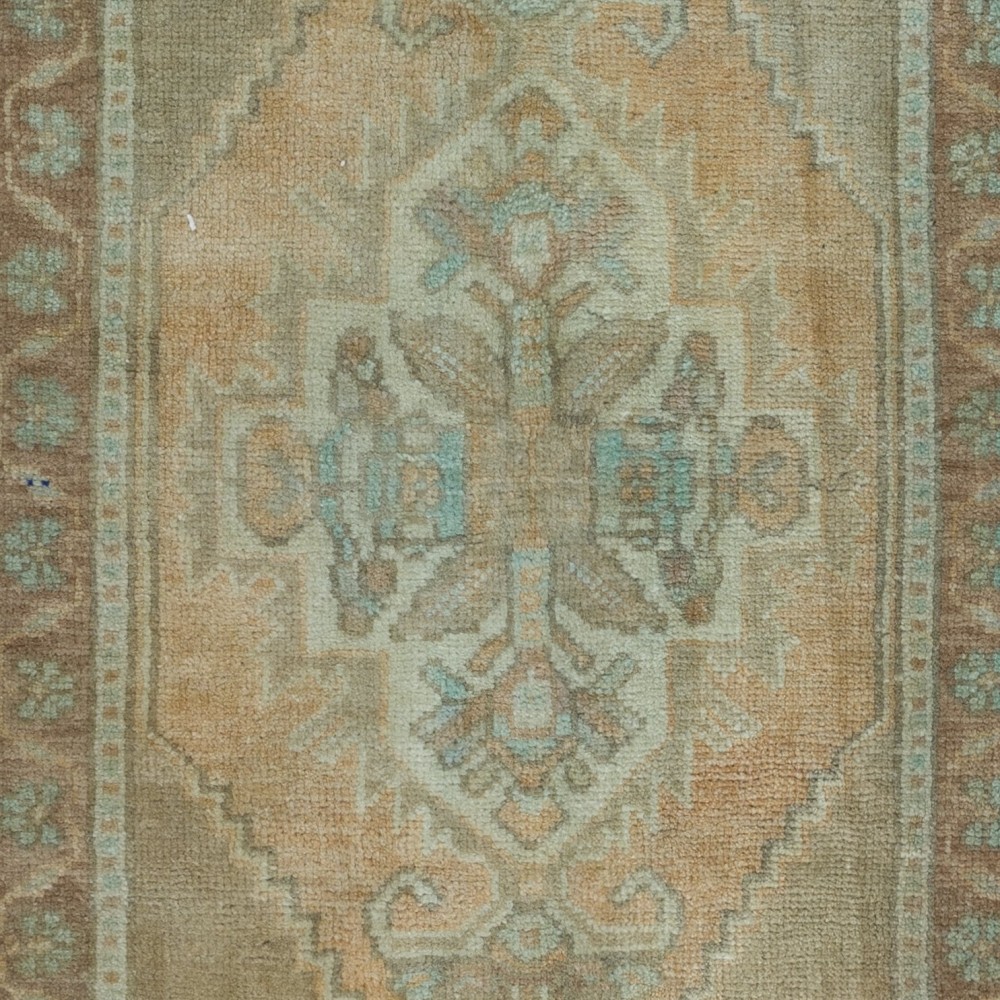 Faded Vintage Oushak Accent Rug. Handmade Door Mat, Turkish Bath Mat, Kitchen Small Size Rug