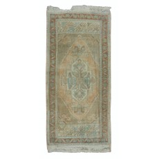 Faded Vintage Oushak Accent Rug. Handmade Door Mat, Turkish Bath Mat, Kitchen Small Size Rug