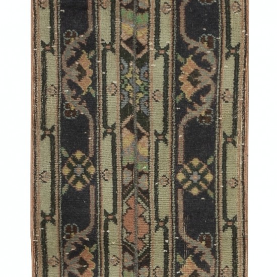 Vintage Handmade Turkish Wool Narrow Runner Rug for Hallway Decor