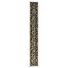 Vintage Handmade Turkish Wool Narrow Runner Rug for Hallway Decor