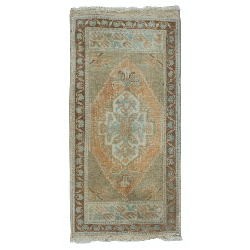 Hand Made Sun Faded Accent Rug, Turkish Door Mat, Vintage Bath Mat, Kitchen Throw Rug