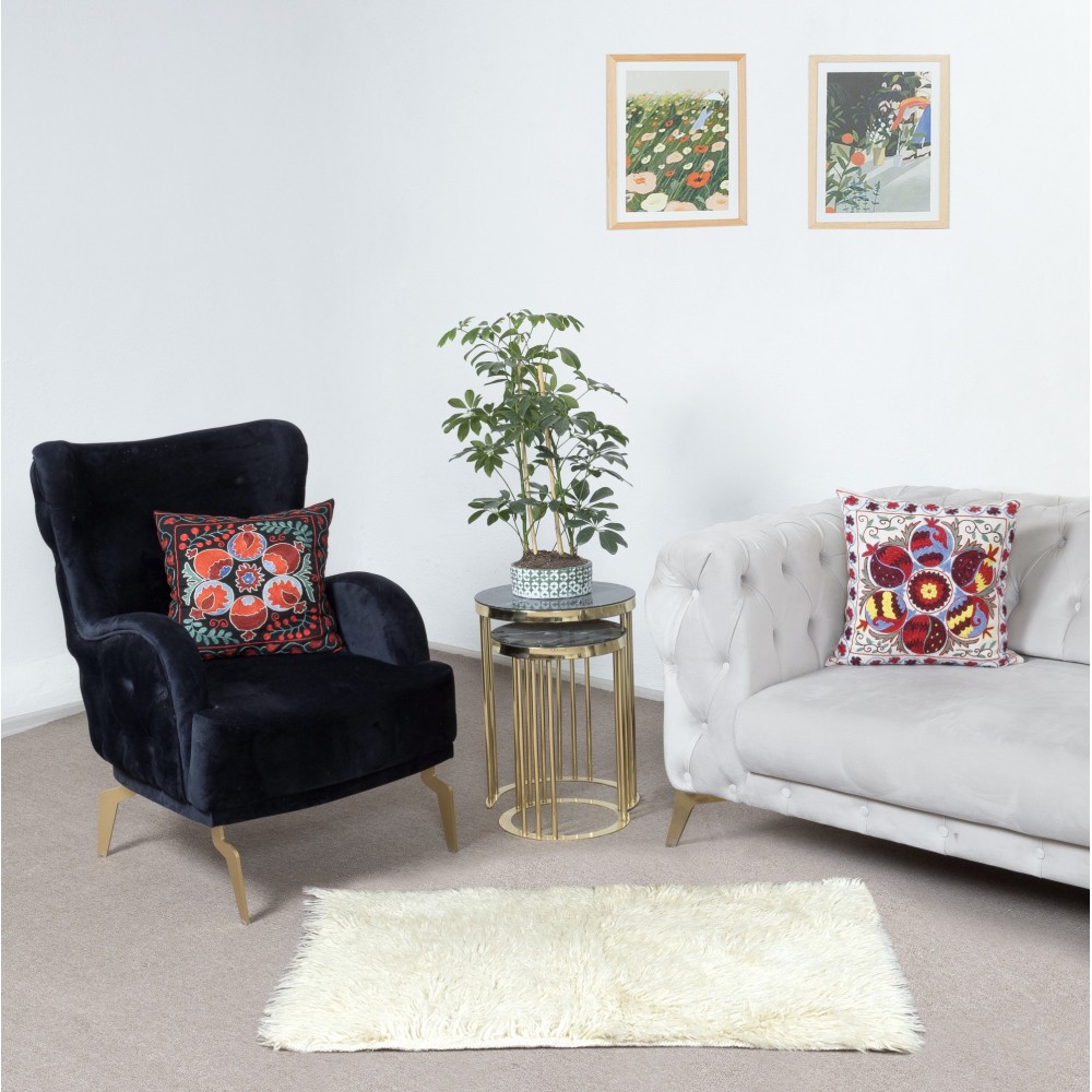 Handmade Shaggy Accent Rug Made of Natural Mohair Wool. Vintage Turkish Small Tulu Carpet. Custom Options Available