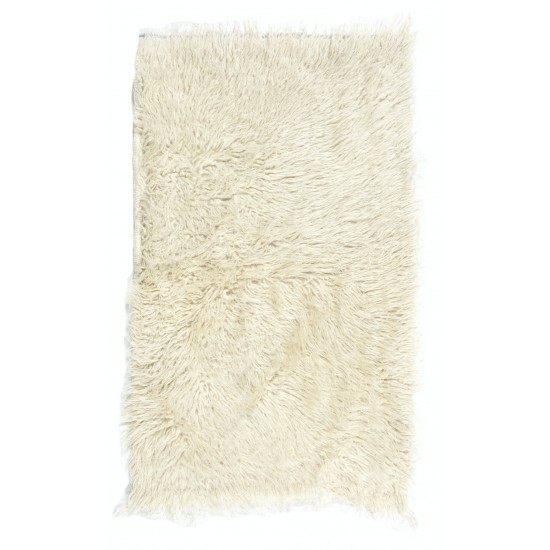 Handmade Shaggy Accent Rug Made of Natural Mohair Wool. Vintage Turkish Small Tulu Carpet. Custom Options Available
