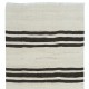 Vintage Anatolian Narrow Kilim Runner in Cream with Dark Brown Stripes, Flat-Weave Corridor Rug