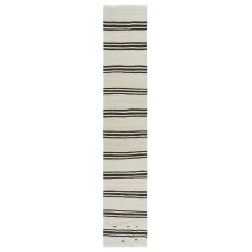 Vintage Anatolian Narrow Kilim Runner in Cream with Dark Brown Stripes, Flat-Weave Corridor Rug