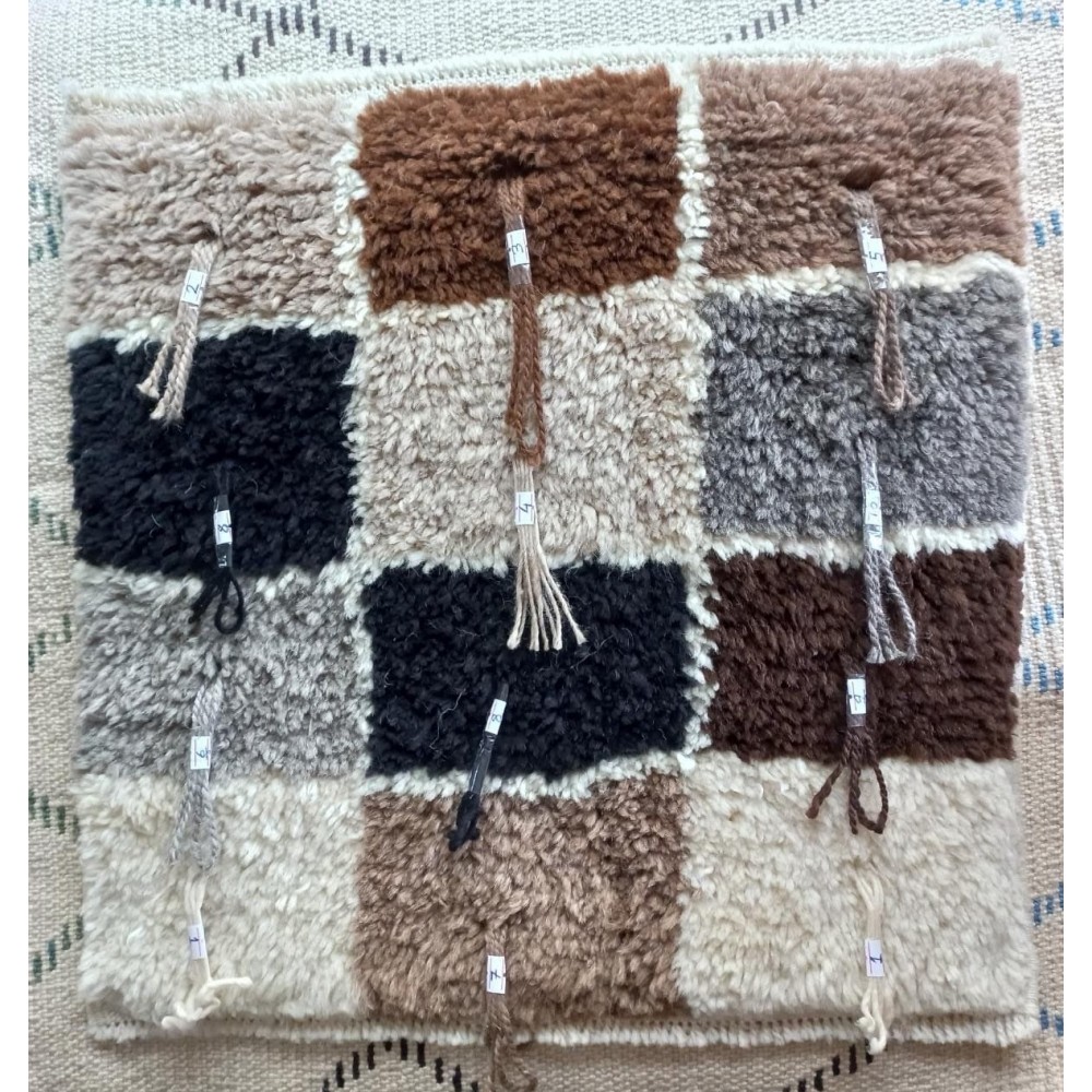 Natural Un-Dyed Wool "Tulu" Sample Rug & Natural Wool Sample Yarns