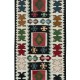 Flatweave Colorful Narrow Runner Kilim, Hand-Woven Geometric Turkish Hallway Rug