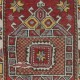 Handmade Geometric Medallion Design Rug, Small Vintage Turkish Red Carpet