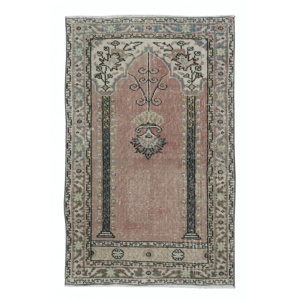  Handmade Turkish Prayer Rug, Ramadan Gift, Vintage Soft Red Prayer Mat