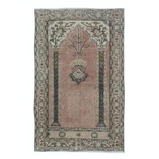  Handmade Turkish Prayer Rug, Ramadan Gift, Vintage Soft Red Prayer Mat