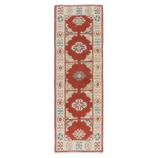 Handmade Turkish Rug in Red & Beige, Small Hallway Runner, 100% Wool