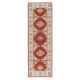 One of a Kind Turkish Rug in Red & Beige, Small Hallway Runner, 100% Wool