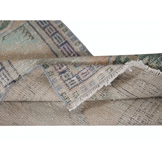 Mid-Century Handmade Small Rug, Turkish Accent Rug, Decorative Door Mat