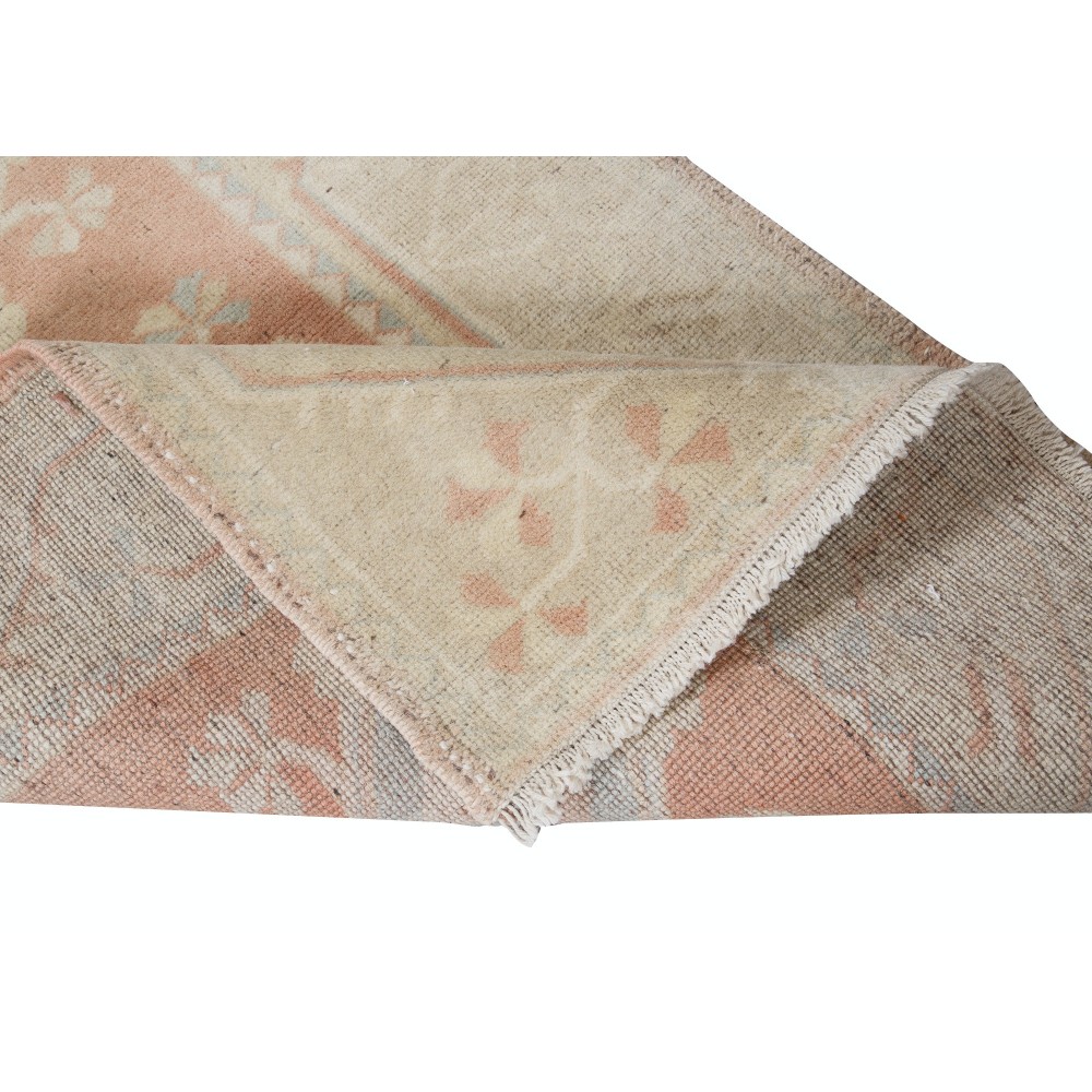 Faded Hand Knotted Turkish Milas Rug, Vintage Carpet