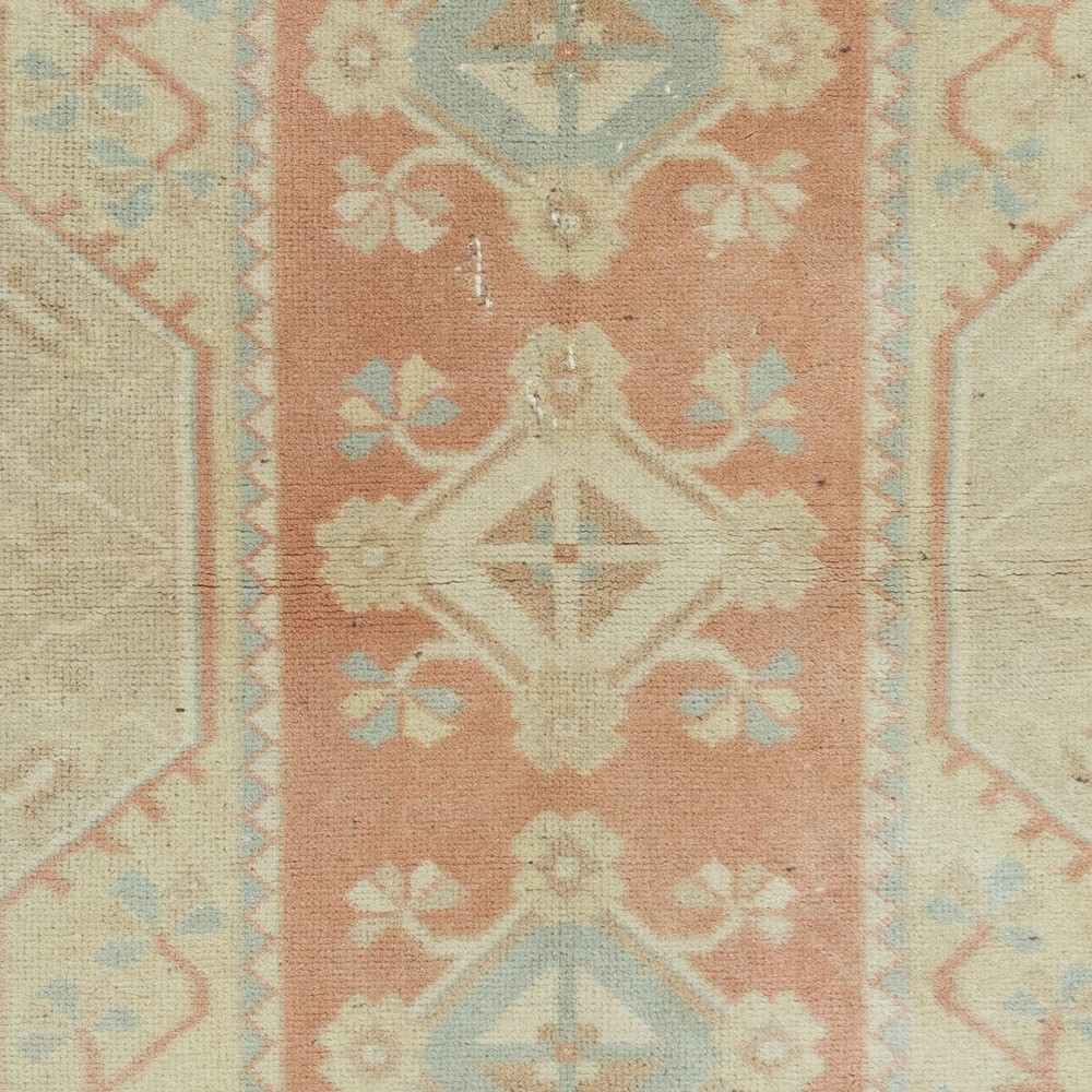 Faded Hand Knotted Turkish Milas Rug, Vintage Carpet