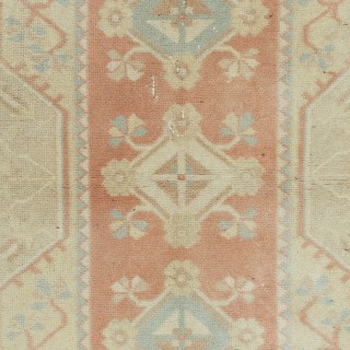 Faded Hand Knotted Turkish Milas Rug, Vintage Carpet