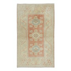 Faded Hand Knotted Turkish Milas Rug, Vintage Carpet