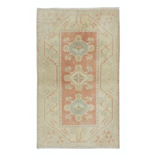 Faded Hand Knotted Turkish Milas Rug, Vintage Carpet