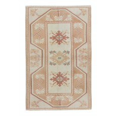 Vintage Geometric Small Rug, Handmade Accent Rug, Turkish Door Mat