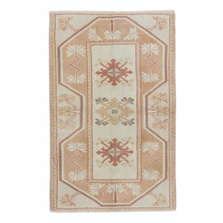 Vintage Geometric Small Rug, Handmade Accent Rug, Turkish Door Mat