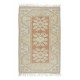 One-of-a-pair Vintage Handmade Turkish Milas Accent Rug in Soft Red and Beige Colors, 100% Wool