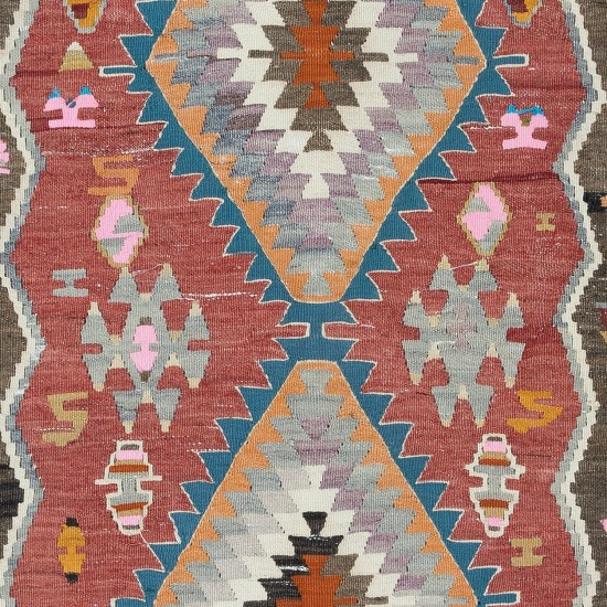 Colorful Vintage Sweden Scandinavian Small Kilim 'Flat Weave' with Geometric Patterns, All Wool