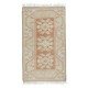 One-of-a-pair Vintage Handmade Turkish Milas Accent Rug in Soft Red and Beige Colors, 100% Wool