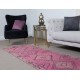 Handmade Pink Runner Rug for Hallway, Modern Turkish Corridor Carpet