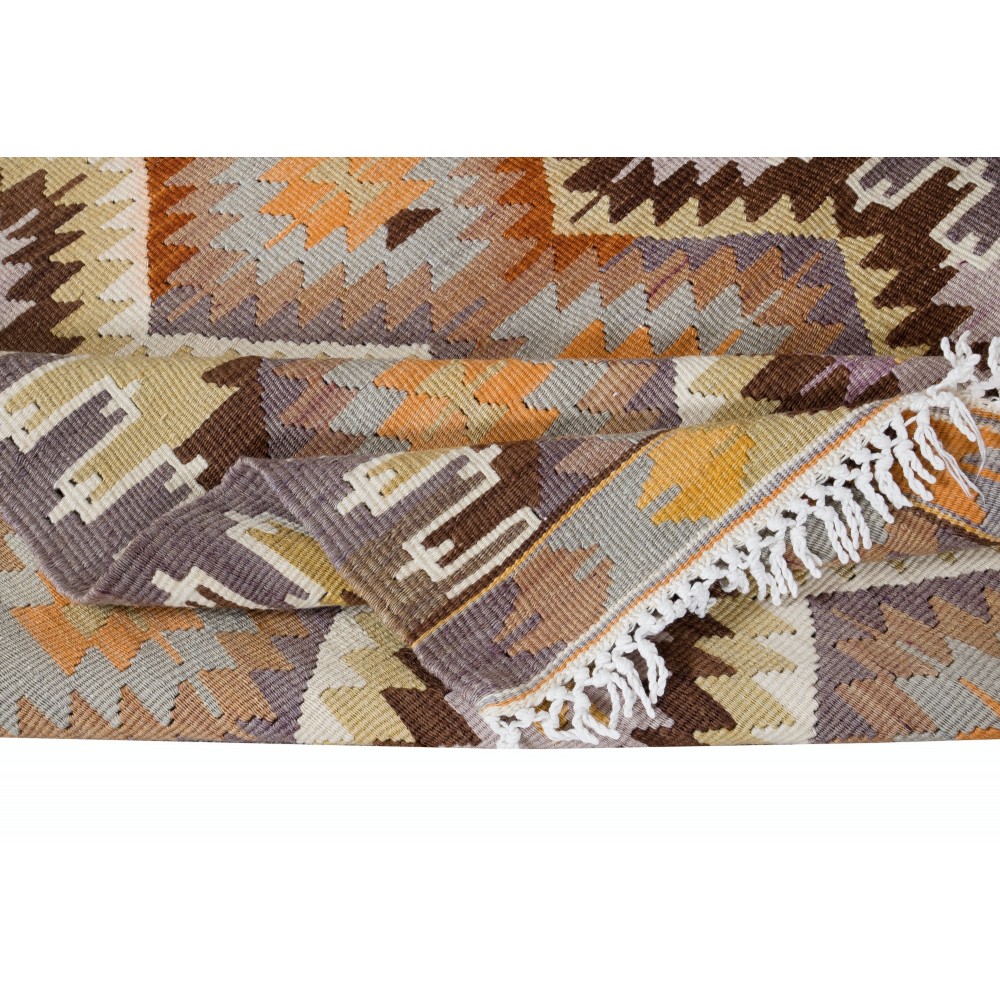 Hand-Woven Anatolian Kilim, All Wool, Vintage Multicolor Accent Rug