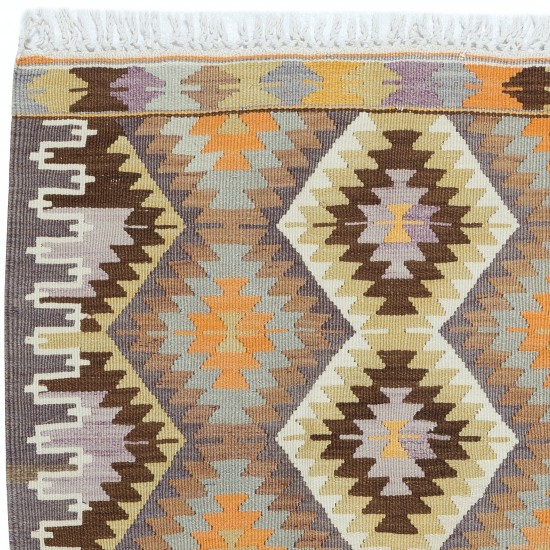 Hand-Woven Anatolian Kilim, All Wool, Vintage Multicolor Accent Rug