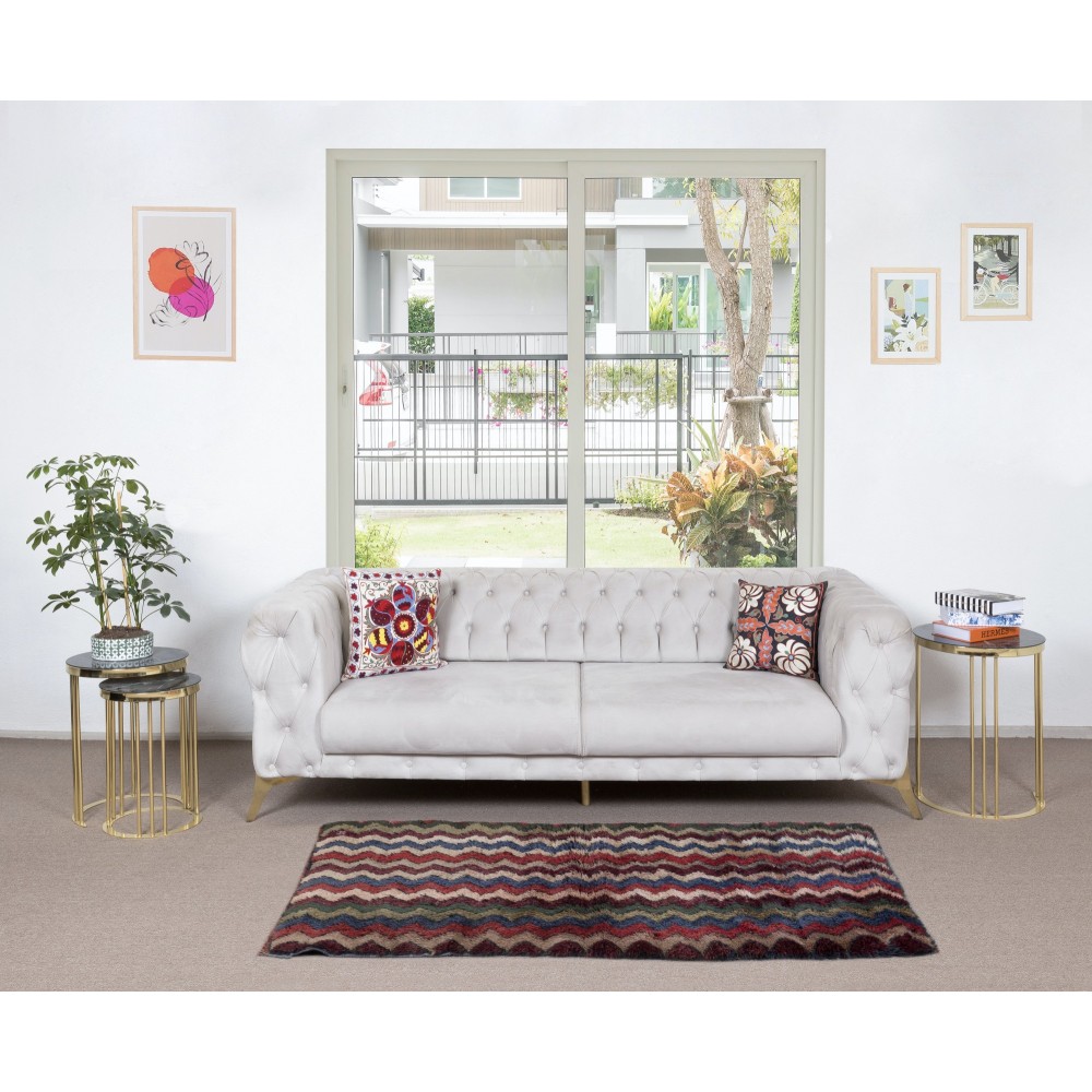 Colorful Handmade Tulu Rug, Zig Zag Design Modern Bespoke Carpet, 100% Wool