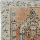 Vintage Prayer Rug in Soft Red & Beige, Handmade Turkish Small Rug