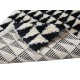 Modern Handmade Tulu Rug Made of Black & Beige Wool, Triangle Motif Shaggy Small Carpet