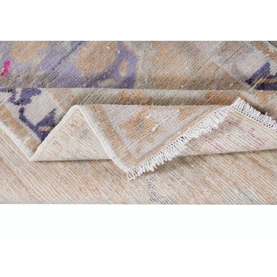 Mid-Century Small Rug, Faded Accent Rug, Handmade Turkish Wool Door Mat