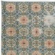 Handmade Turkish Accent Rug with All-Over Flower Design and Green Background