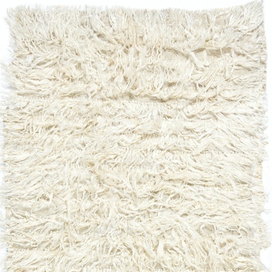 Vintage Handmade Shag Pile "Tulu" Runner Rug, 100% Natural Mohair Wool