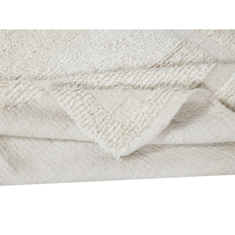 Minimalist Vintage Handmade Anatolian Small Tulu Rug made of Natural Un-Dyed Beige Wool