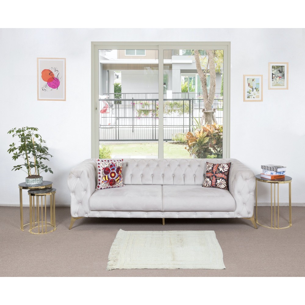 Vintage Anatolian Tulu Rug, 100% Natural Wool, Minimalist Plain Beige Small Carpet