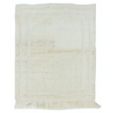 Vintage Anatolian Tulu Rug, 100% Natural Wool, Minimalist Plain Beige Small Carpet