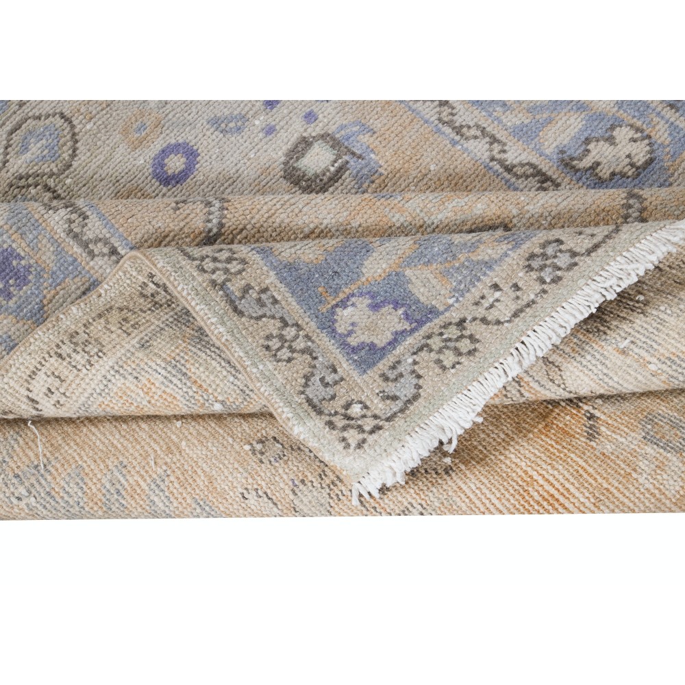 Hand Knotted Turkish Rug with Soft Colors, Mid-20th Century Carpet