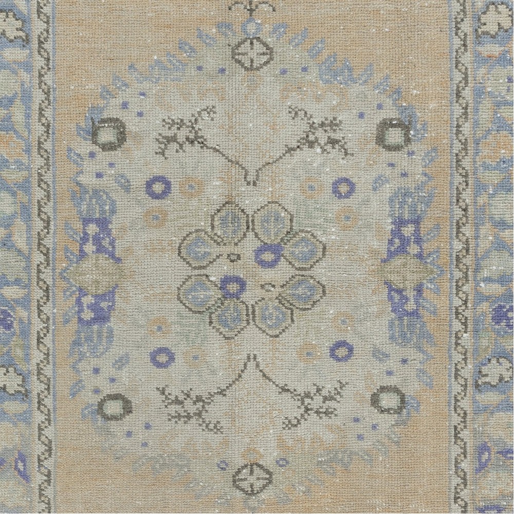Hand Knotted Turkish Rug with Soft Colors, Mid-20th Century Carpet