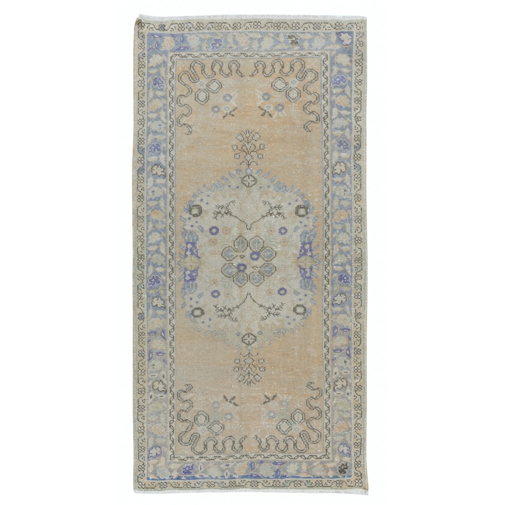 Hand Knotted Turkish Rug with Soft Colors, Mid-20th Century Carpet
