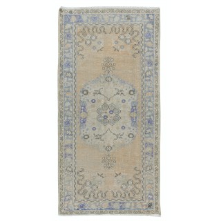 Hand Knotted Turkish Rug with Soft Colors, Mid-20th Century Carpet