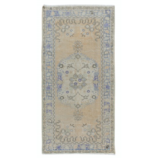 Hand Knotted Turkish Rug with Soft Colors, Mid-20th Century Carpet