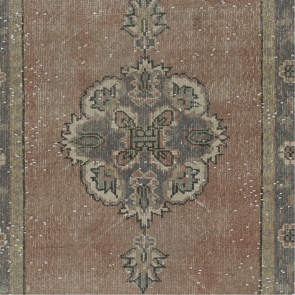 One of a Kind Hand Knotted Hallway Runner Rug, Vintage Turkish Corridor Carpet