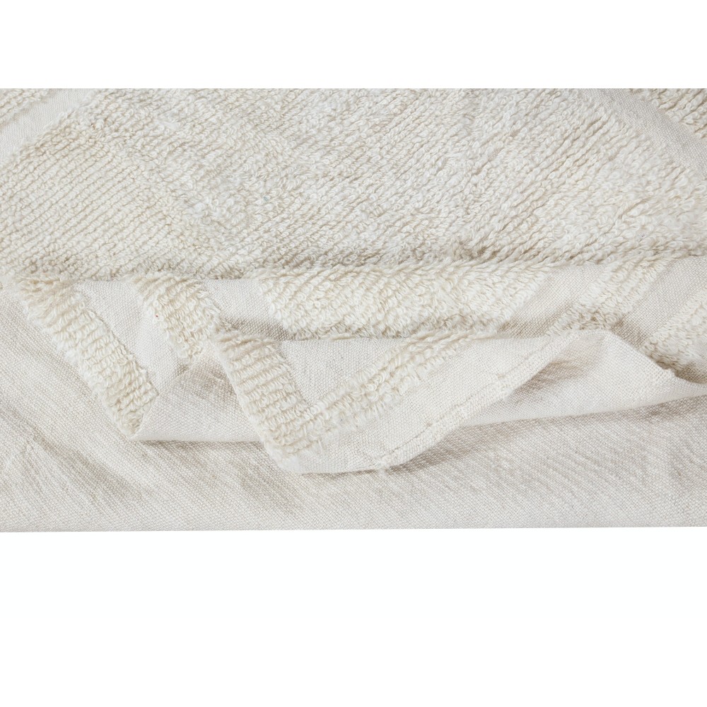 Vintage Anatolian "Tulu" Rug in Solid Beige, 100% Natural Wool, Minimalist Small Carpet